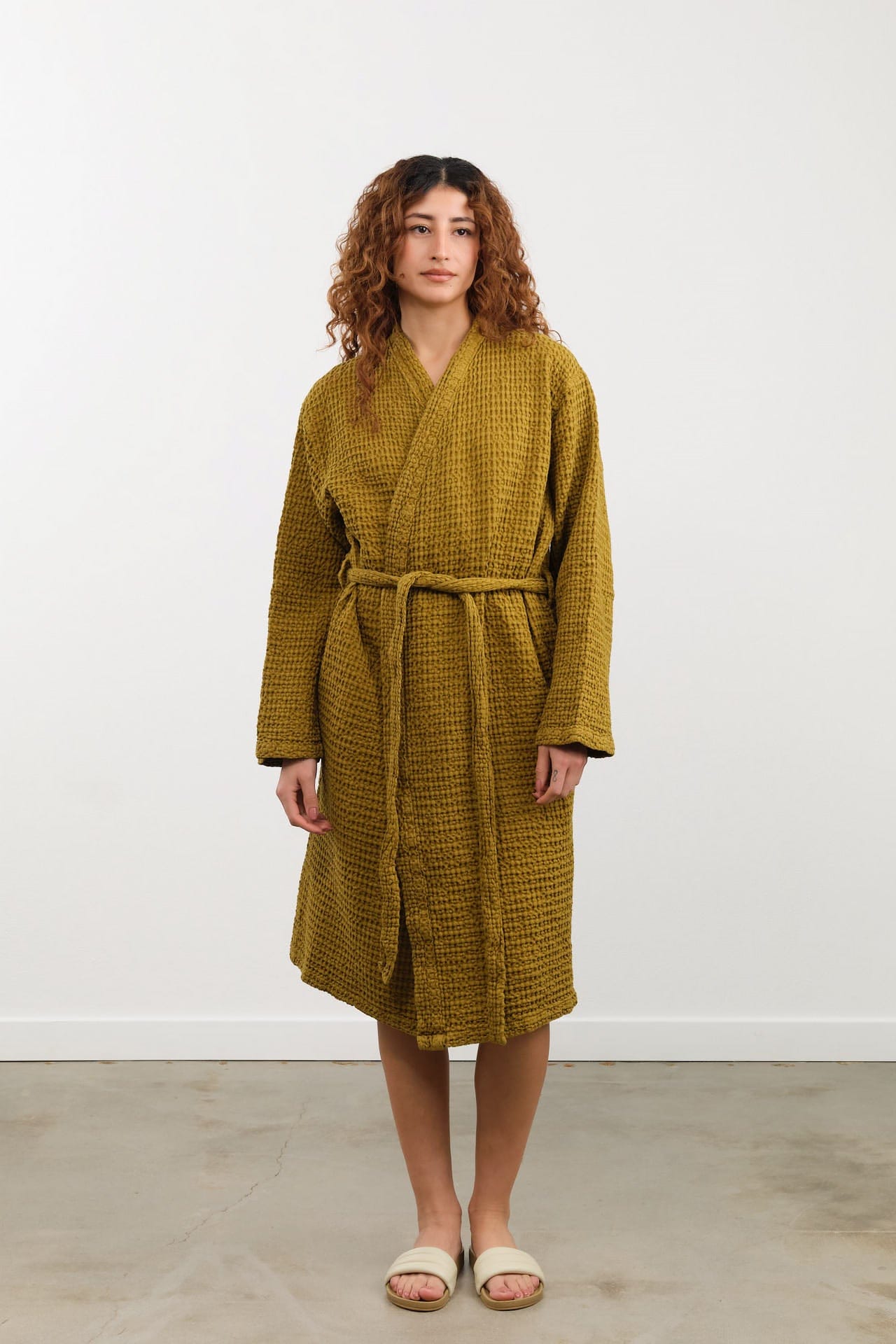 Hawkins New York Apparel Womens Lounge Simple Waffle Bathrobe in Bronze Bronze / Small