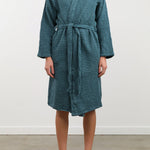 Hawkins New York Apparel Womens Lounge Simple Waffle Bathrobe in Peacock