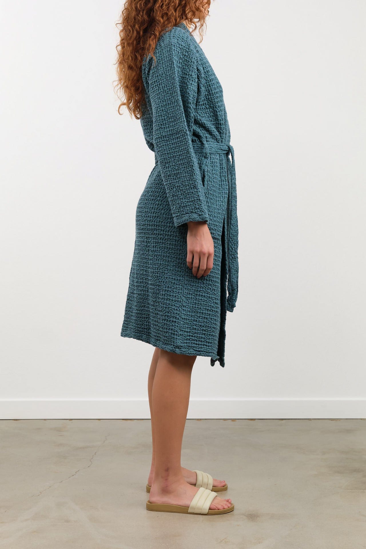 Hawkins New York Apparel Womens Lounge Simple Waffle Bathrobe in Peacock