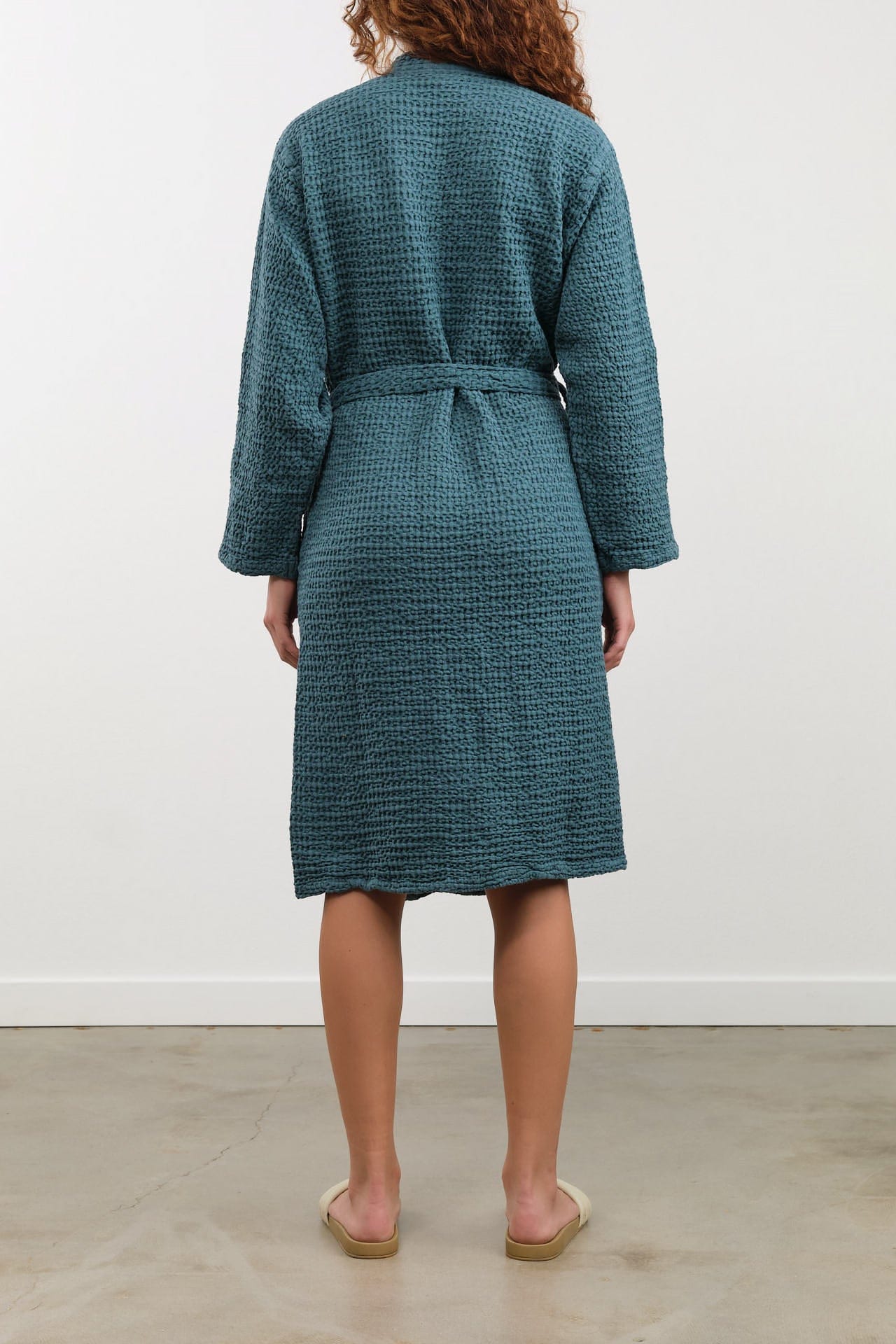 Hawkins New York Apparel Womens Lounge Simple Waffle Bathrobe in Peacock