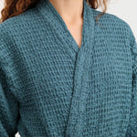 Hawkins New York Apparel Womens Lounge Simple Waffle Bathrobe in Peacock