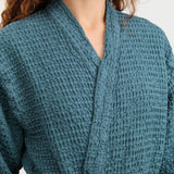 Hawkins New York Apparel Womens Lounge Simple Waffle Bathrobe in Peacock