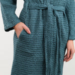 Hawkins New York Apparel Womens Lounge Simple Waffle Bathrobe in Peacock