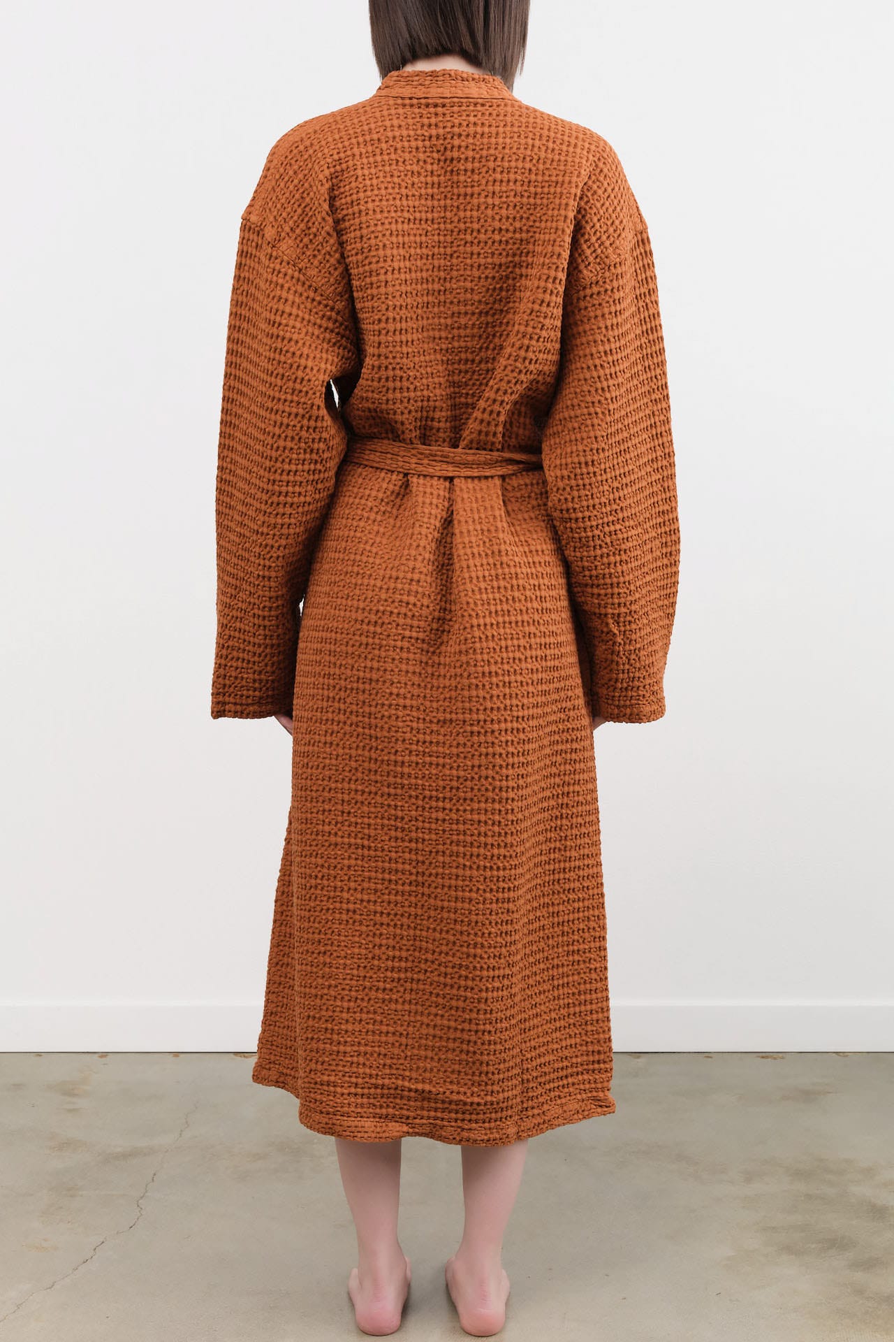 Hawkins New York Apparel Womens Lounge Simple Waffle Bathrobe in Terracotta Terracotta / Large
