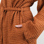 Hawkins New York Apparel Womens Lounge Simple Waffle Bathrobe in Terracotta Terracotta / Large