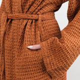 Hawkins New York Apparel Womens Lounge Simple Waffle Bathrobe in Terracotta Terracotta / Large