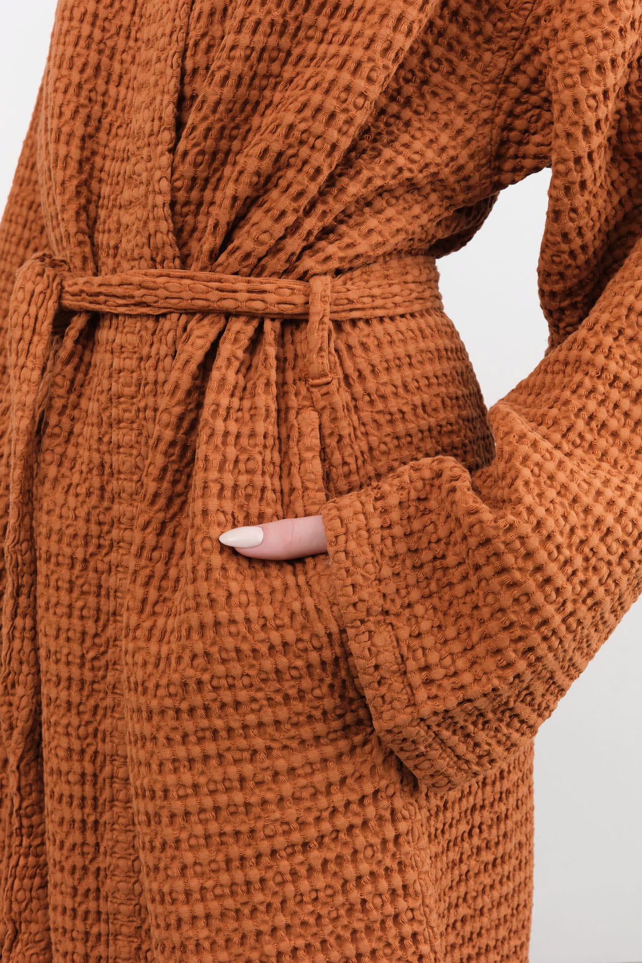 Hawkins New York Apparel Womens Lounge Simple Waffle Bathrobe in Terracotta Terracotta / Large