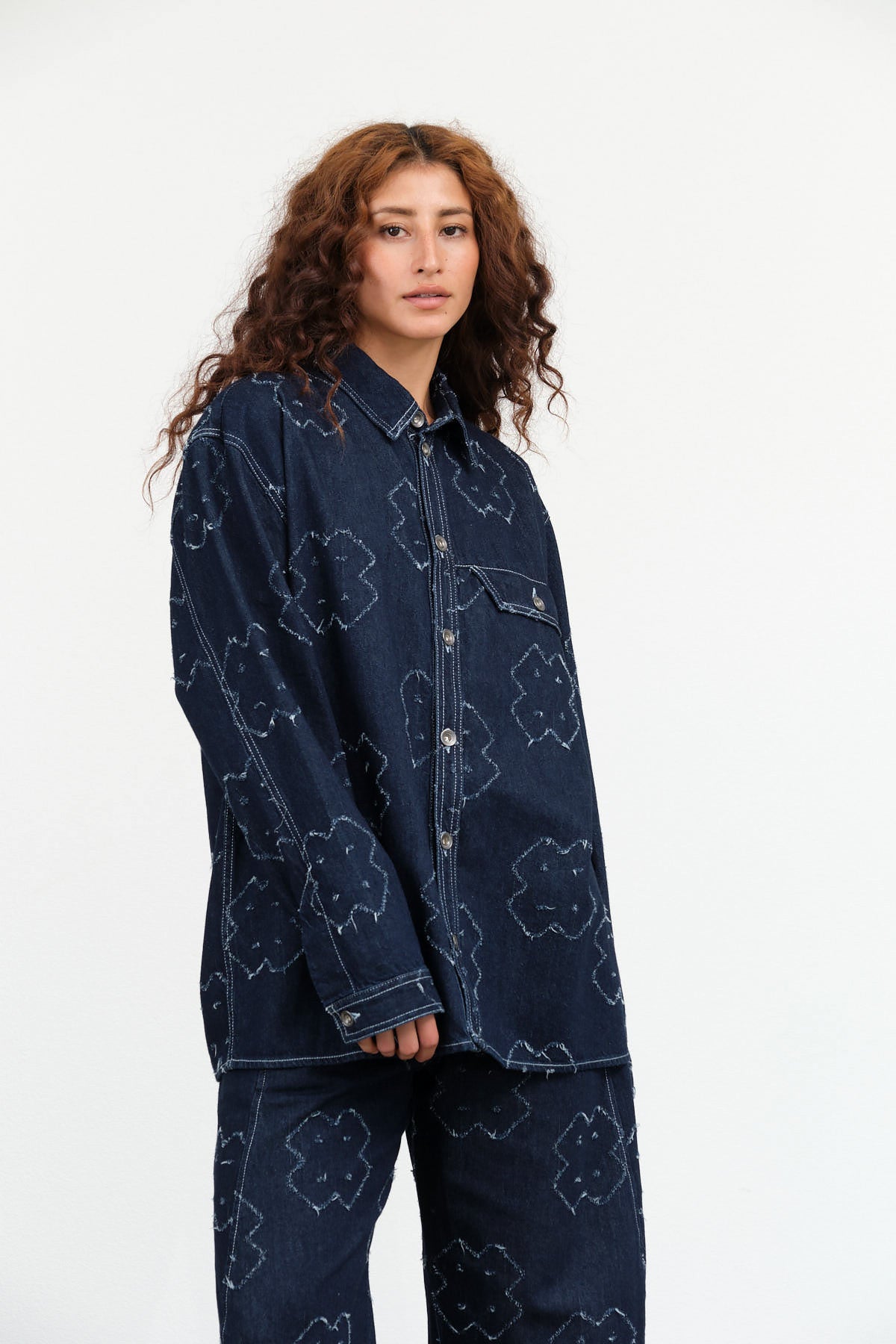 Henrik Vibskov Dow Denim Shirt in Dark Needle Punch