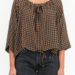 Frill Blouse by Henrik Vibskov in Beige and Black Checks 