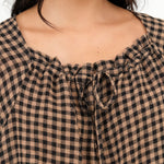 Beige and Black Checks Frill Blouse by Henrik Vibskov