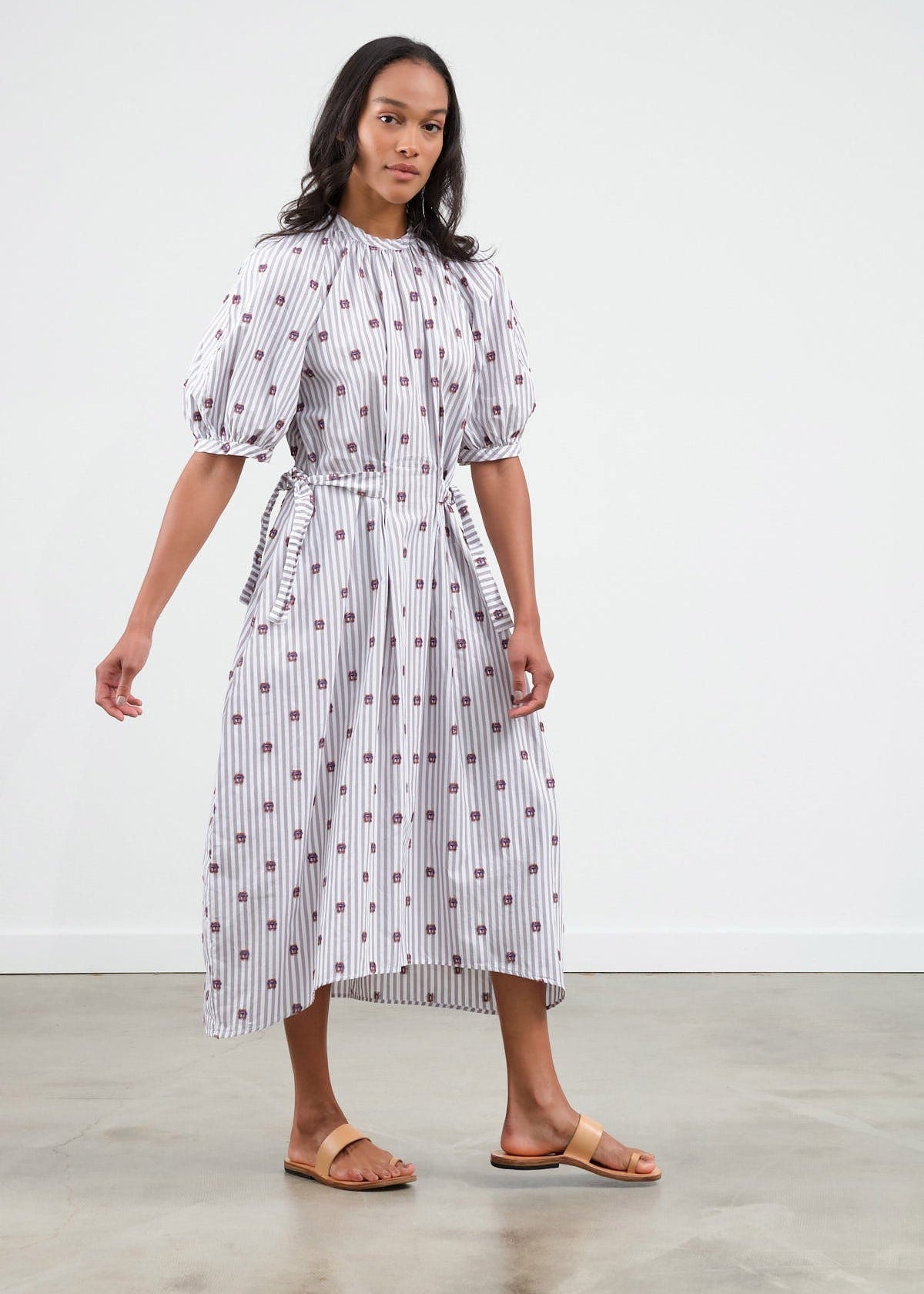 Henrik Vibskov Apparel Womens Dresses Gambit Dress Grey White Stripes / XSmall