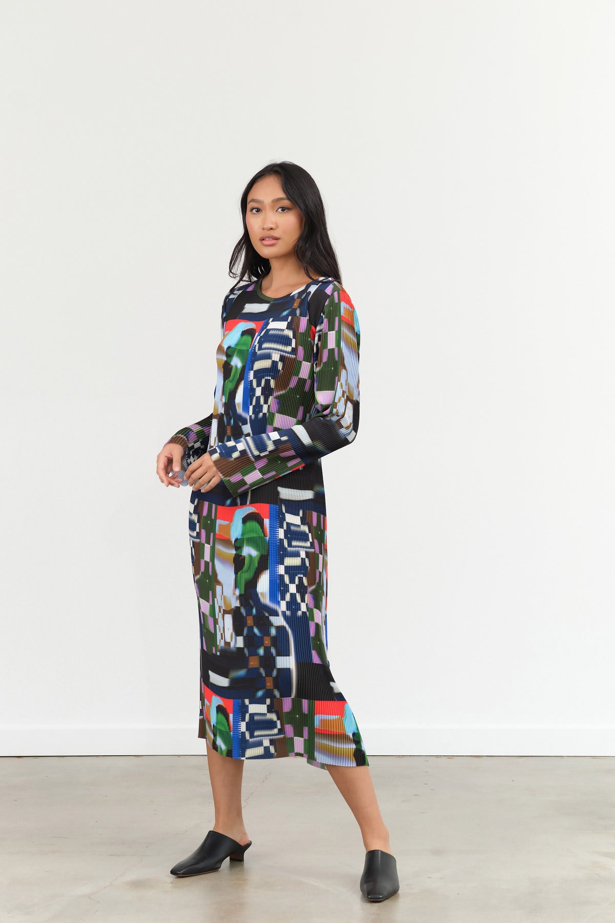 Henrik Vibskov Knight Plisse Dress in Kaleidoscope Tetris