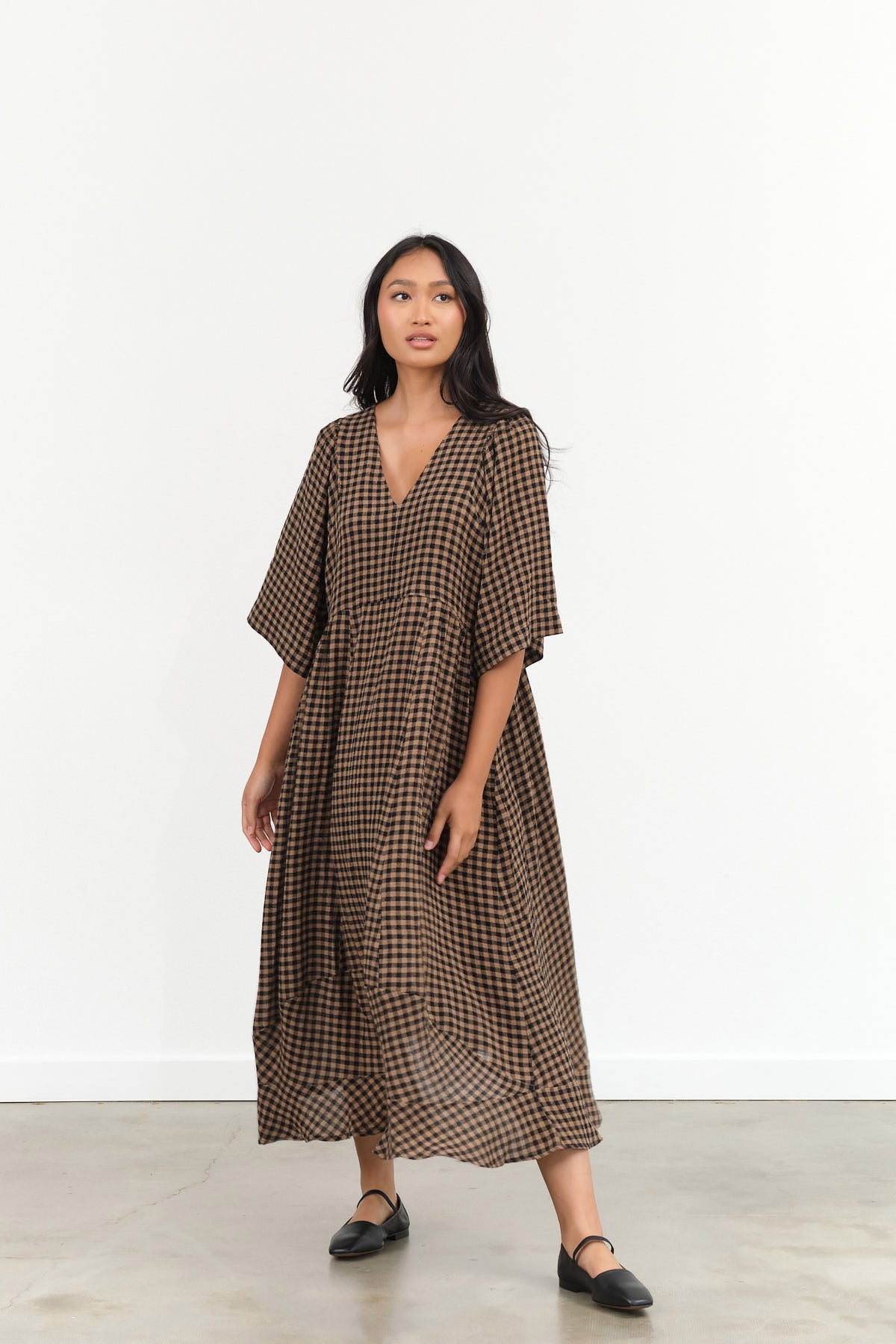 Henrik Vibskov Pump Dress in Beige and Black Checks 