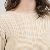 Neckline on Transparent Block Knit Blouse in Angora