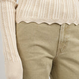 Hemline on Transparent Block Knit Blouse in Angora