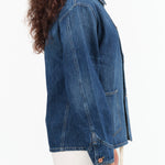 Hey Gang Brand Barn Coat Button Up Denim Jacket in Richman Blue