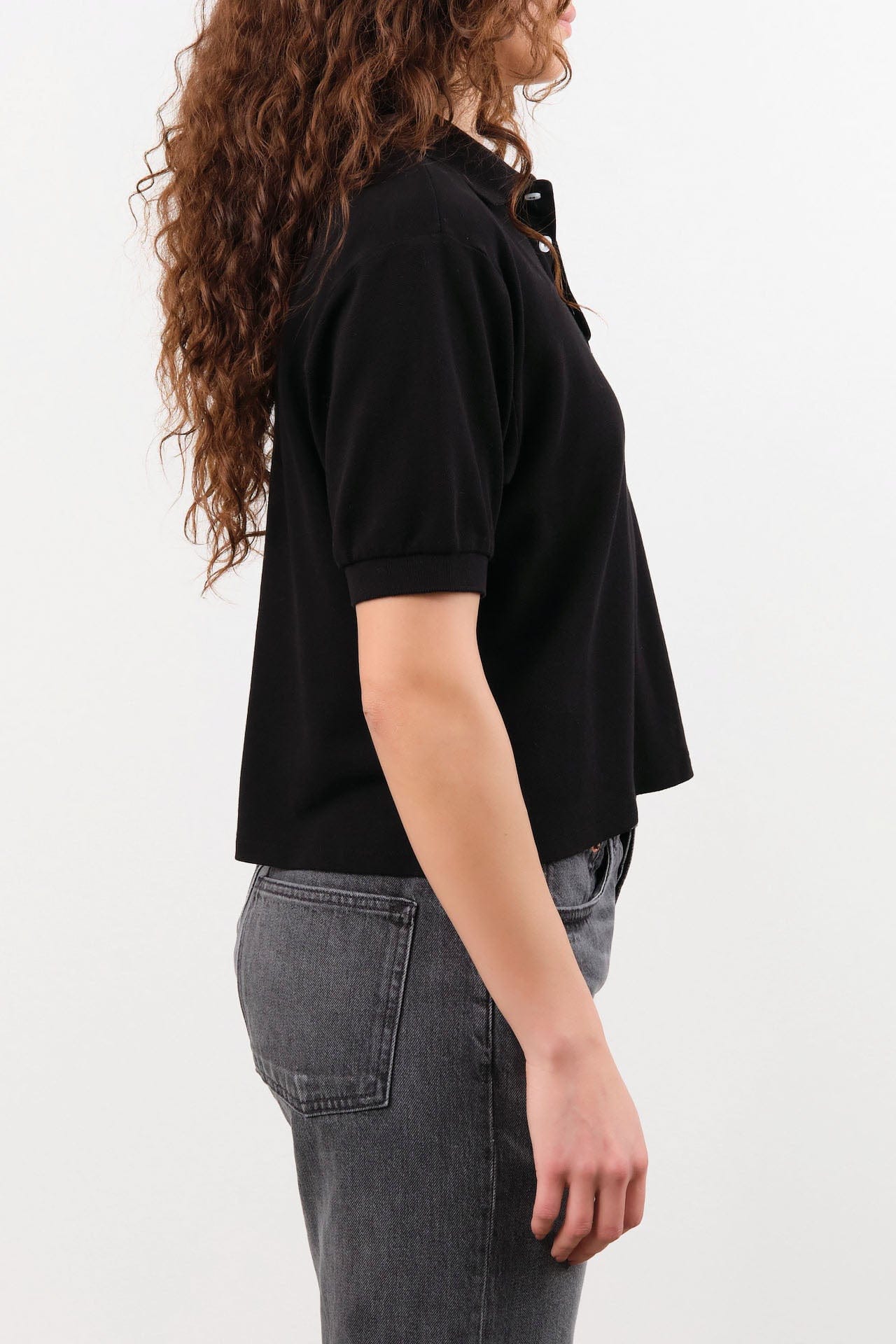 Hey Gang Apparel Womens Blouses The Boxy Polo in Black