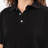 Hey Gang Apparel Womens Blouses The Boxy Polo in Black