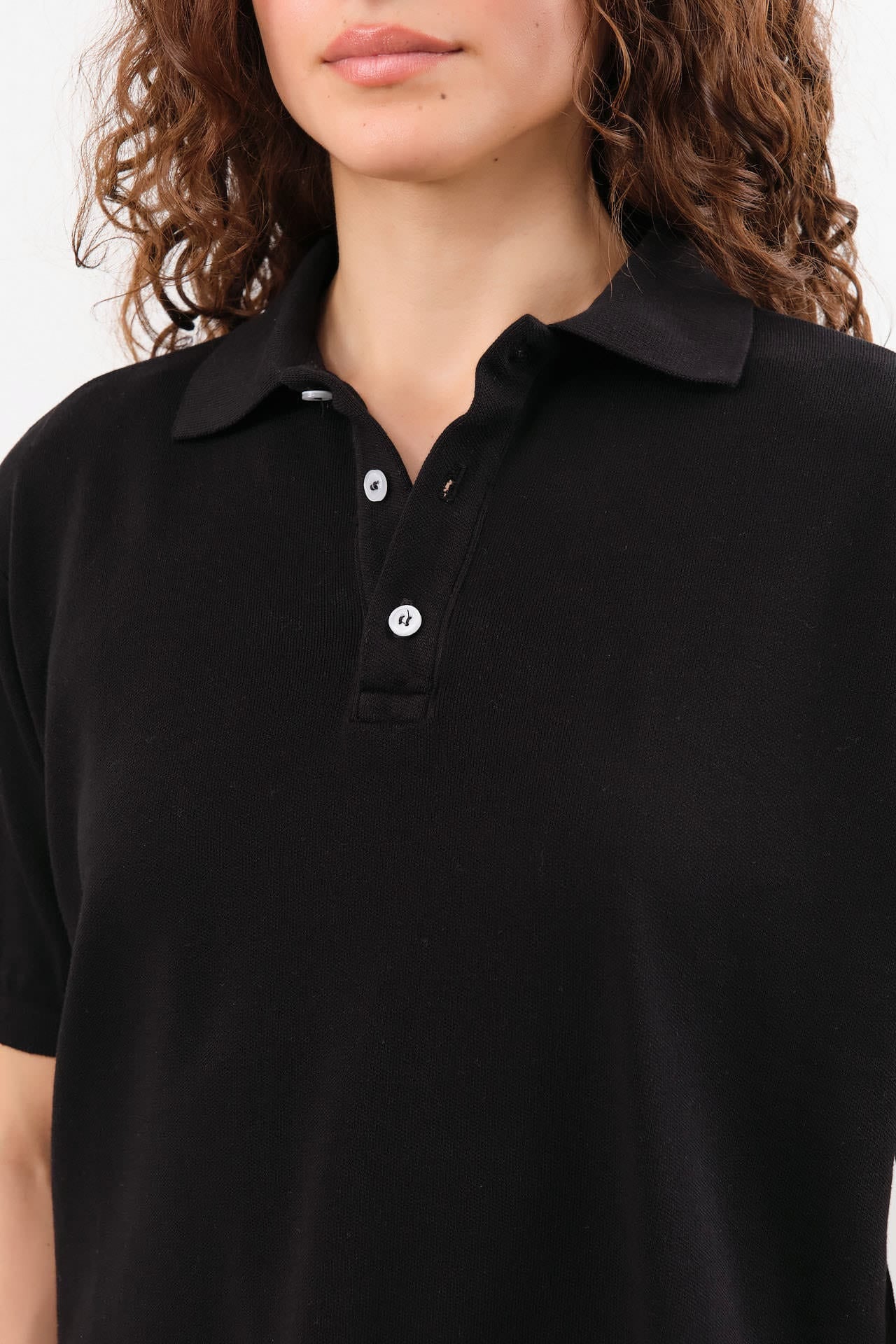 Hey Gang Apparel Womens Blouses The Boxy Polo in Black