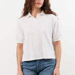 Hey Gang Apparel Womens Blouses The Boxy Polo in White