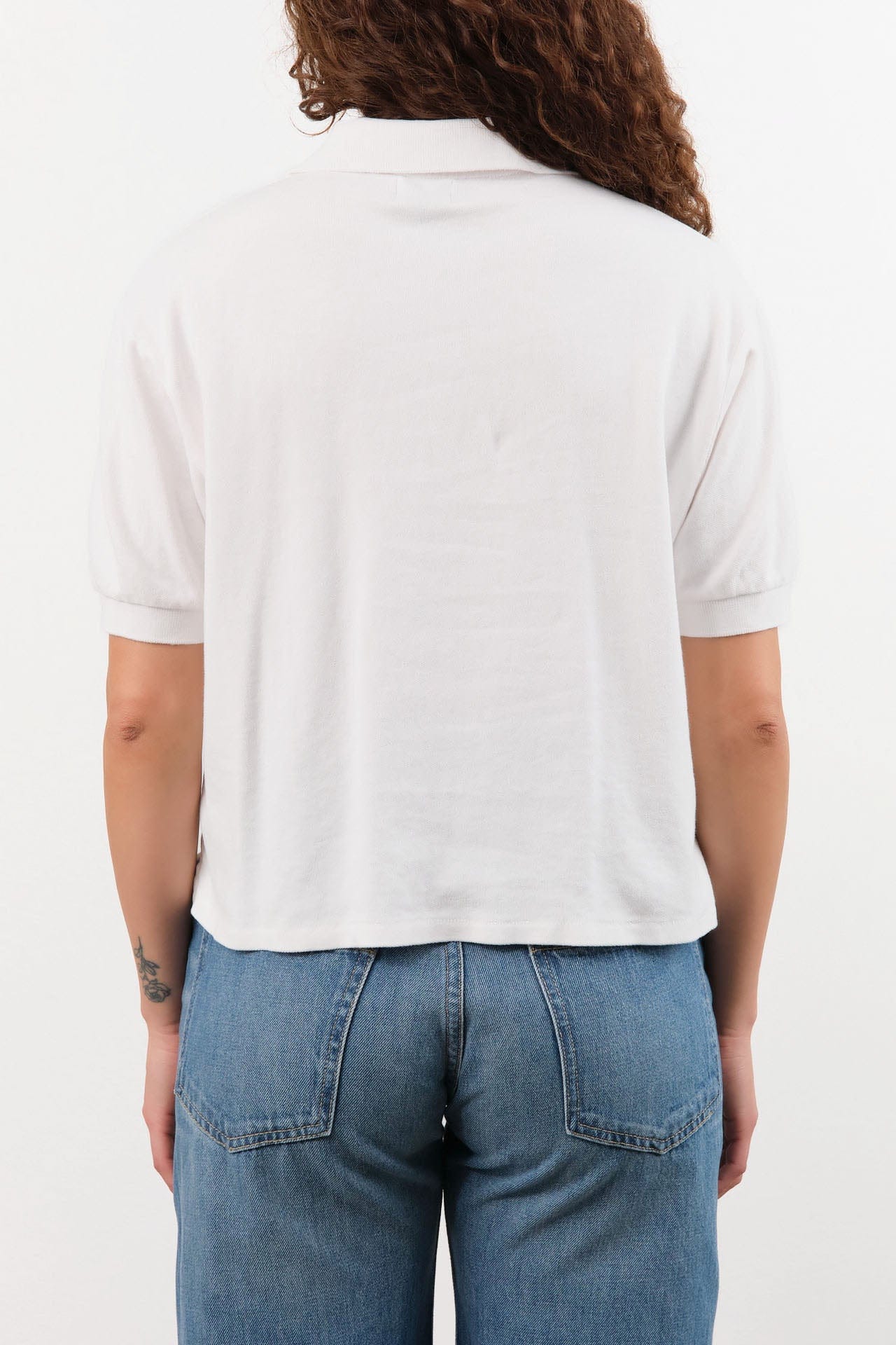 Hey Gang Apparel Womens Blouses The Boxy Polo in White