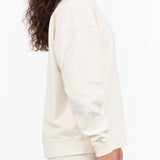 Hey Gang Brand The Long Sleeve Boxy Crewneck Sweatshirt in Natural White