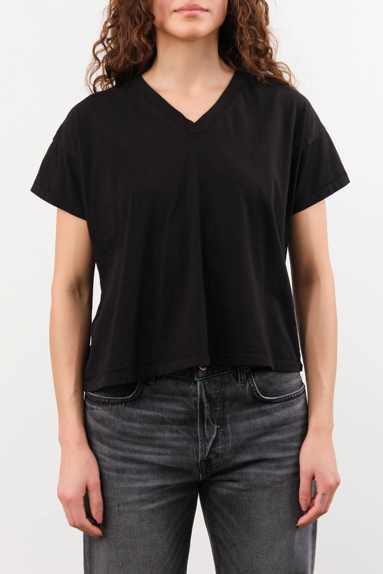 Hey Gang Apparel Womens Blouses The Boxy V-Neck in Black