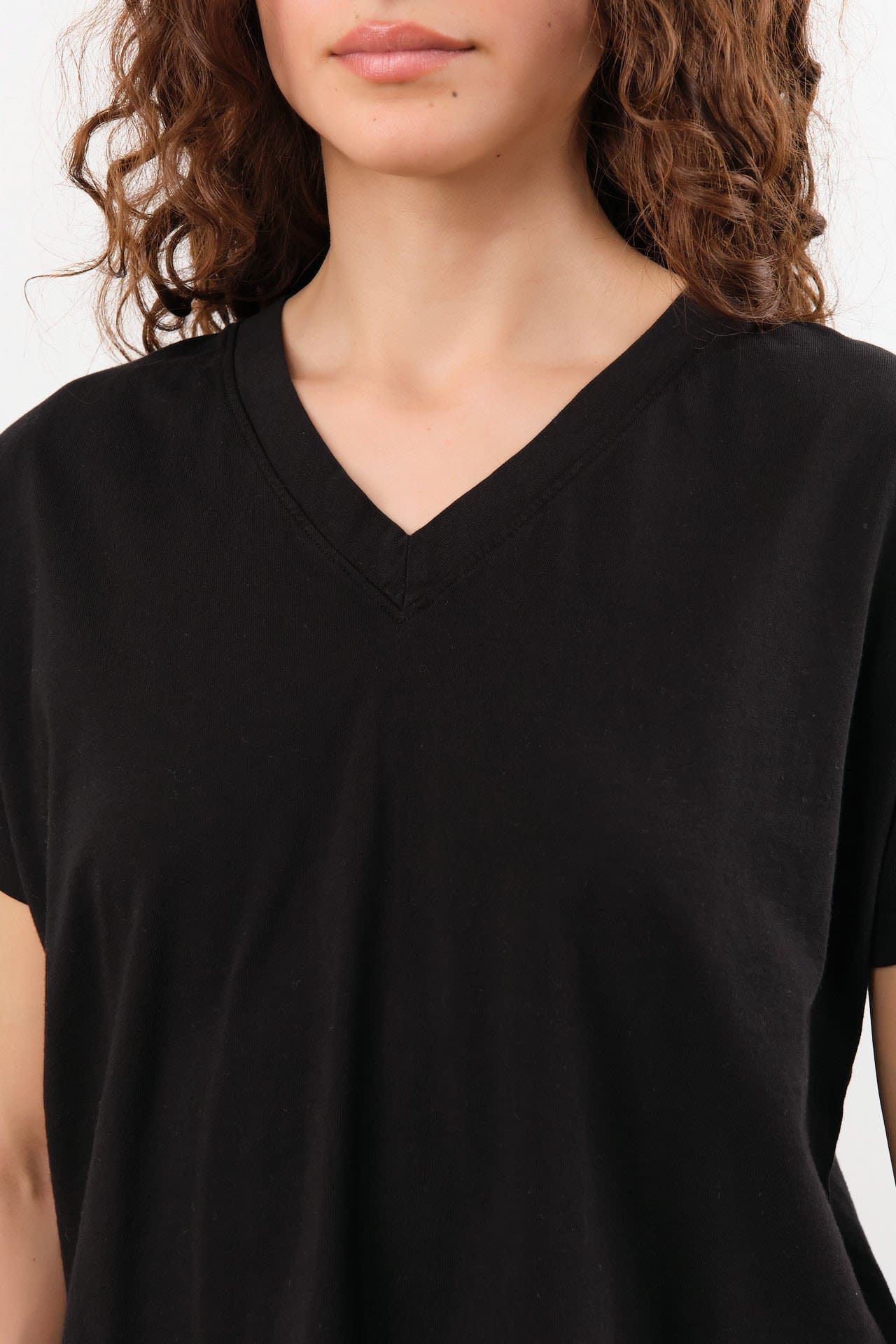 Hey Gang Apparel Womens Blouses The Boxy V-Neck in Black