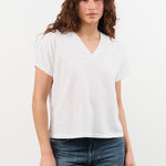 Hey Gang Apparel Womens Blouses The Boxy V-Neck in White