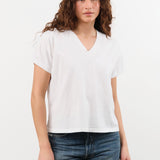 Hey Gang Apparel Womens Blouses The Boxy V-Neck in White