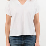 Hey Gang Apparel Womens Blouses The Boxy V-Neck in White