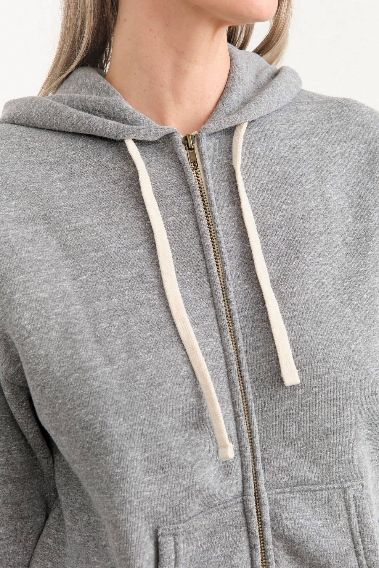 Hey Gang Apparel Womens Lounge The Zip Hoodie in PE Grey