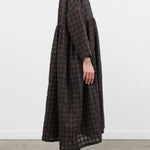 Ichi Antiquites Apparel Womens Dresses Gingham Check Dress Khaki x Charcoal / One Size