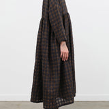 Ichi Antiquites Apparel Womens Dresses Gingham Check Dress Khaki x Charcoal / One Size