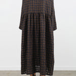 Ichi Antiquites Apparel Womens Dresses Gingham Check Dress Khaki x Charcoal / One Size