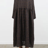 Ichi Antiquites Apparel Womens Dresses Gingham Check Dress Khaki x Charcoal / One Size