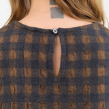 Ichi Antiquites Apparel Womens Dresses Gingham Check Dress Khaki x Charcoal / One Size