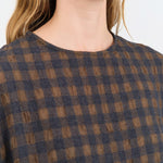 Ichi Antiquites Apparel Womens Dresses Gingham Check Dress Khaki x Charcoal / One Size