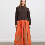 Ichi Antiquites Apparel Womens Skirts Gingham Check Skirt Beige x Orange / One Size