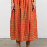 Ichi Antiquites Apparel Womens Skirts Gingham Check Skirt Beige x Orange / One Size