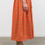 Ichi Antiquites Apparel Womens Skirts Gingham Check Skirt Beige x Orange / One Size