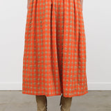 Ichi Antiquites Apparel Womens Skirts Gingham Check Skirt Beige x Orange / One Size