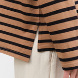 Ichi Antiquites Apparel Womens Blouses Stripe Pullover in Mocha Mocha x Navy / One Size
