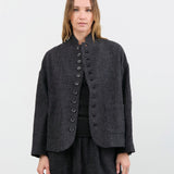 Ichi Antiquites Apparel Womens Jackets Wool Gauze Houndstooth Jacket Charcoal / One Size