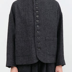 Ichi Antiquites Apparel Womens Jackets Wool Gauze Houndstooth Jacket Charcoal / One Size