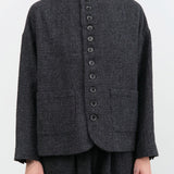 Ichi Antiquites Apparel Womens Jackets Wool Gauze Houndstooth Jacket Charcoal / One Size