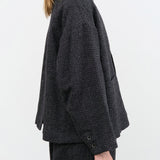 Ichi Antiquites Apparel Womens Jackets Wool Gauze Houndstooth Jacket Charcoal / One Size