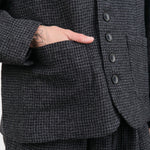 Ichi Antiquites Apparel Womens Jackets Wool Gauze Houndstooth Jacket Charcoal / One Size