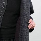 Ichi Antiquites Apparel Womens Jackets Wool Gauze Houndstooth Jacket Charcoal / One Size
