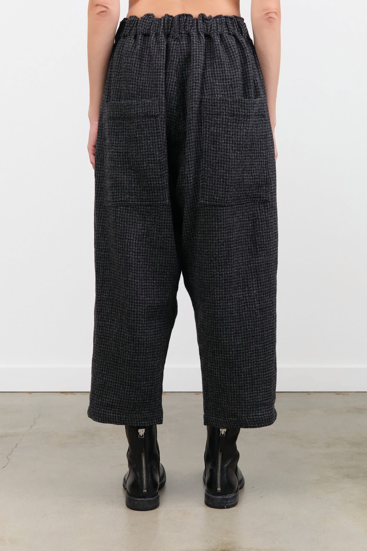 Ichi Antiquites Apparel Womens Pants Wool Gauze Houndstooth Pants Charcoal / One Size